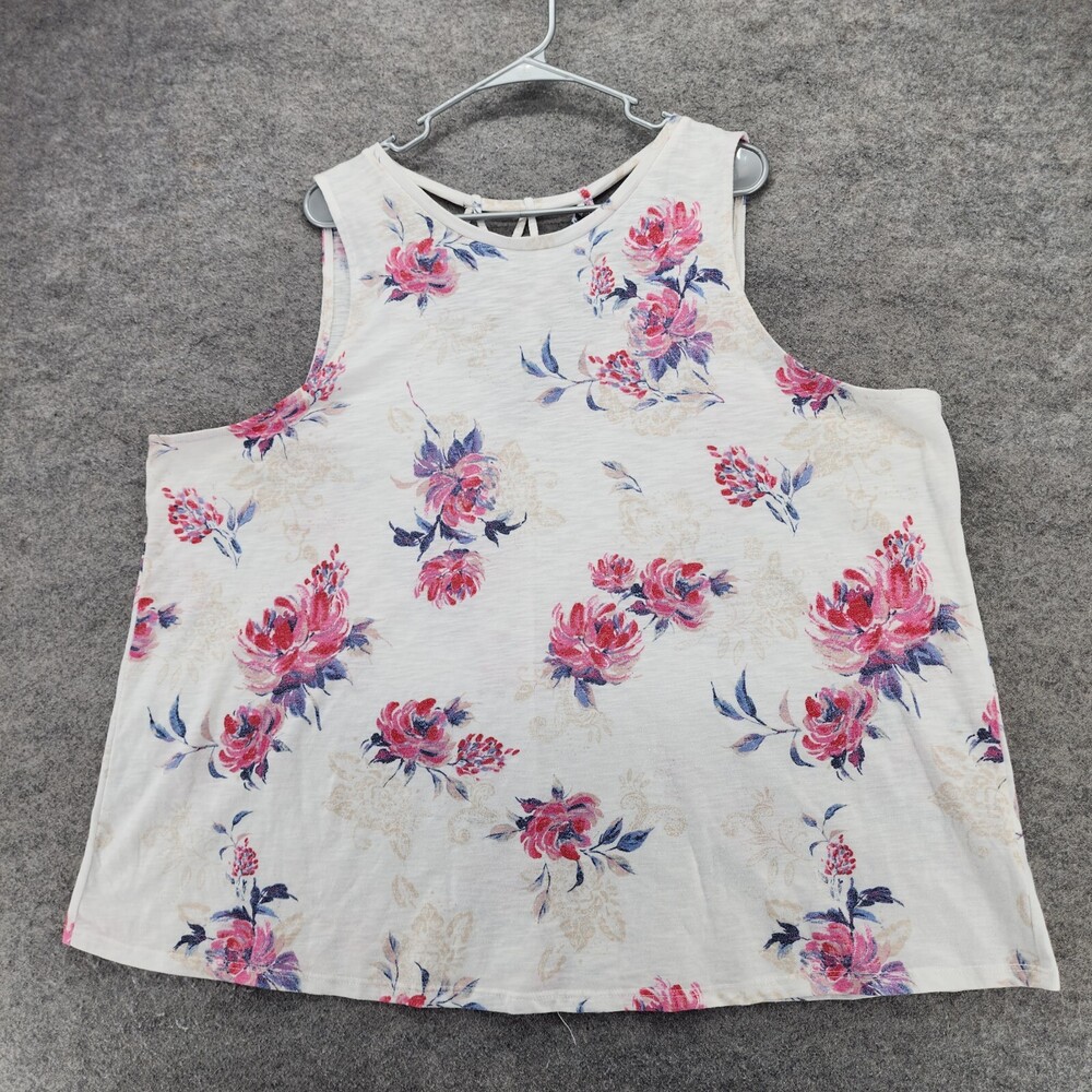 Maurices Shirt Womens 3X Sleeveless White Floral